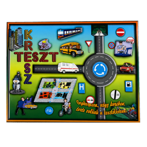 Retro Kresz teszt társasjáték - közlekedési oktató játék kicsiknek és nagyoknak (BBMJ) - Image 1